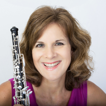 Nancy holding her oboe