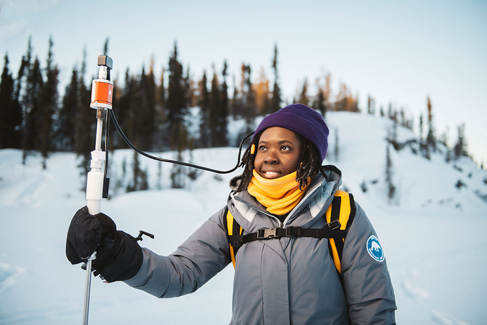 Gifty Attiah with research equipment