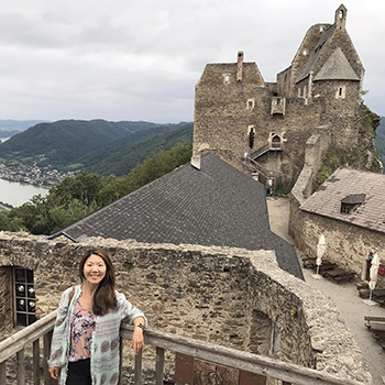 Kira Omelchenko in front of Aggstein Castle