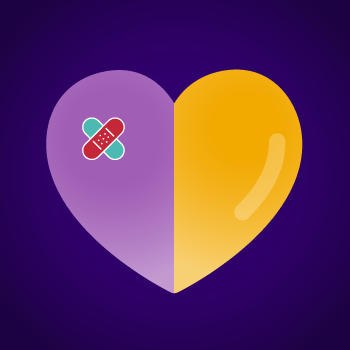 purple and gold heart